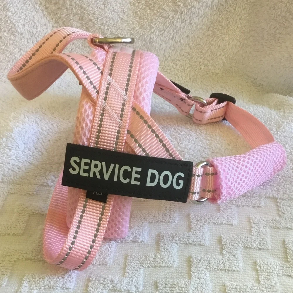 Fayogoo SERVICE DOG Pink Reflective Mesh Dog Harness